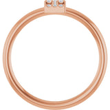 14K Gold Round Natural Diamond Accented Initial Ring - Rose Gold - view 6