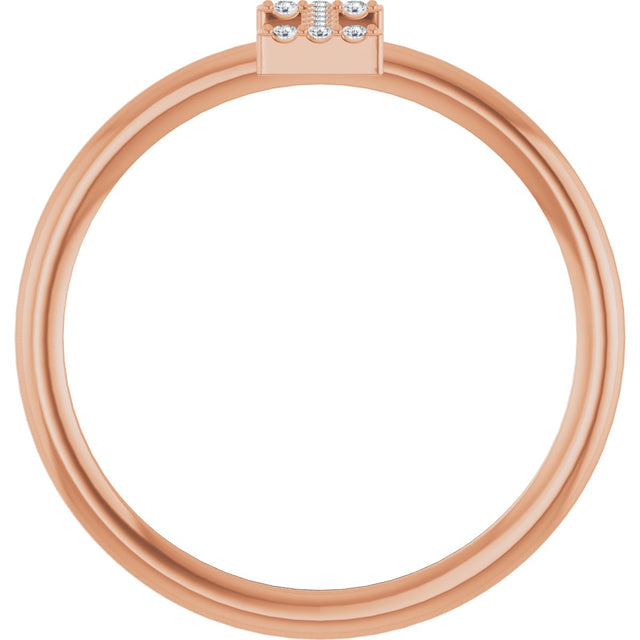 14K Gold Round Natural Diamond Accented Initial Ring - Rose Gold - view 6