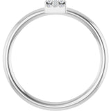 14K Gold Round Natural Diamond Accented Initial Ring - White Gold - view 6