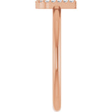 14K Gold Round Natural Diamond Accented Initial Ring - Rose Gold - view 8