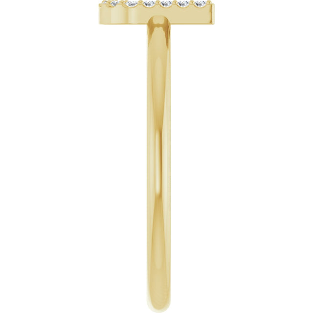 14K Gold Round Natural Diamond Accented Initial Ring - Yellow Gold - view 8