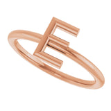 14K Gold Initial E Ring - Rose Gold - view 5