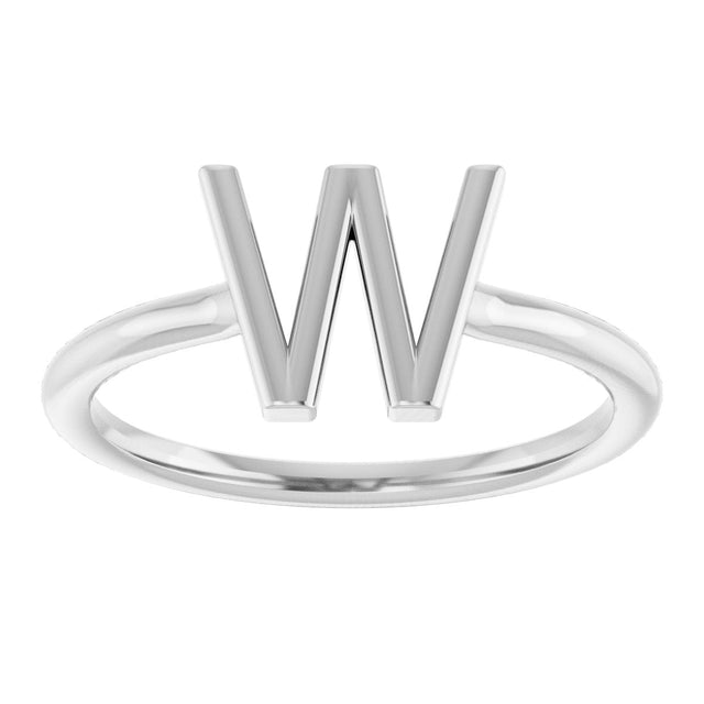 Platinum Initial W Ring - view 3