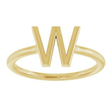 14K Gold Initial W Ring - Yellow Gold - view 3