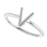 Platinum Initial V Ring - view 5