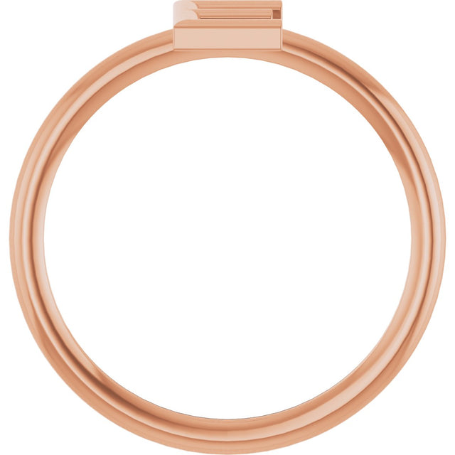 14K Gold Initial E Ring - Rose Gold - view 2