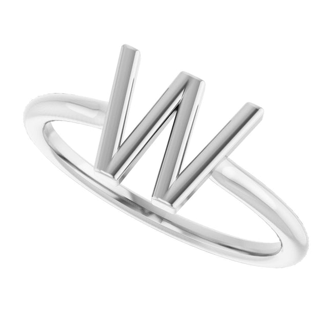 Platinum Initial W Ring - view 5