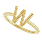 14K Gold Initial W Ring - Yellow Gold - view 5