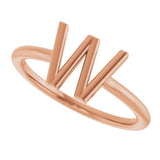 14K Gold Initial W Ring - Rose Gold - view 5