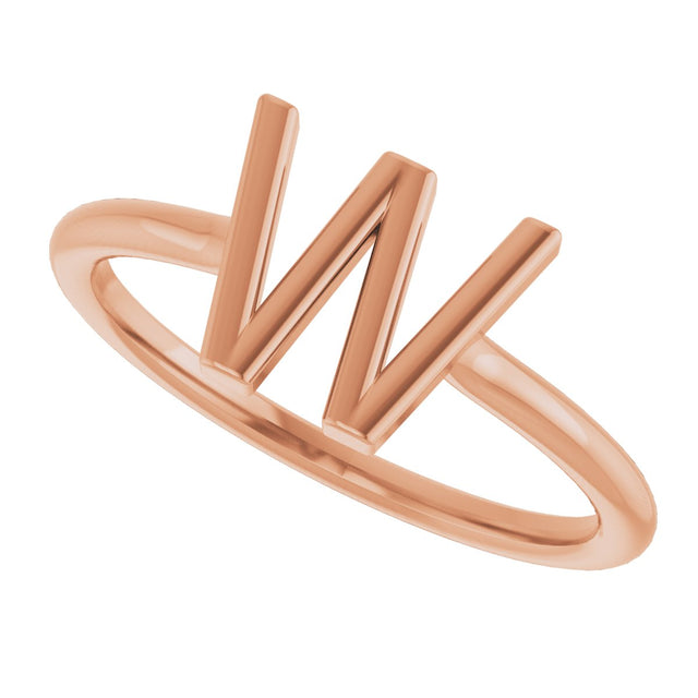 14K Gold Initial W Ring - Rose Gold - view 5