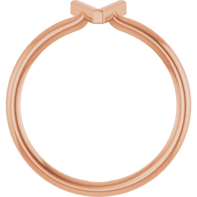 14K Gold Initial V Ring - Rose Gold - view 2