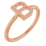 14K Gold Initial B Ring - Rose Gold
