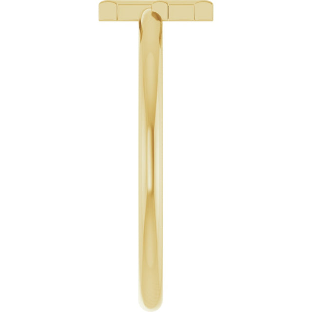 14K Gold Initial E Ring - Yellow Gold - view 4