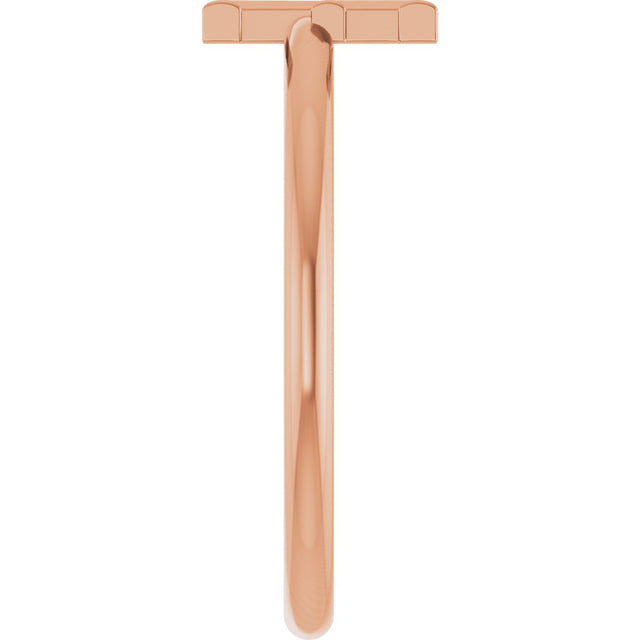 14K Gold Initial E Ring - Rose Gold - view 4