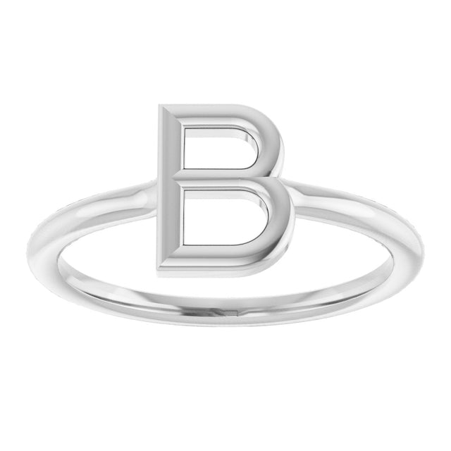 14K Gold Initial B Ring - White Gold - view 3
