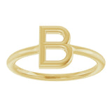 14K Gold Initial B Ring - Yellow Gold - view 3