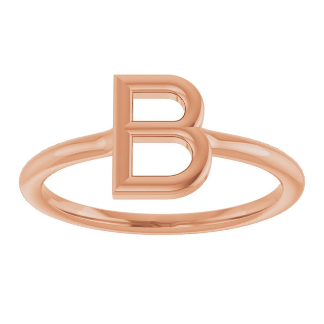 14K Gold Initial B Ring - Rose Gold - view 3