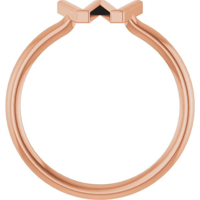 14K Gold Initial W Ring - Rose Gold - view 2