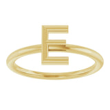14K Gold Initial E Ring - Yellow Gold - view 3