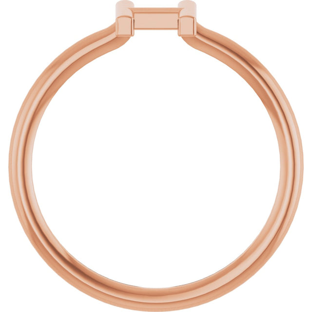 14K Gold Initial H Ring - Rose Gold - view 2