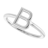 14K Gold Initial B Ring - White Gold - view 5