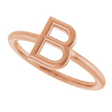 14K Gold Initial B Ring - Rose Gold - view 5