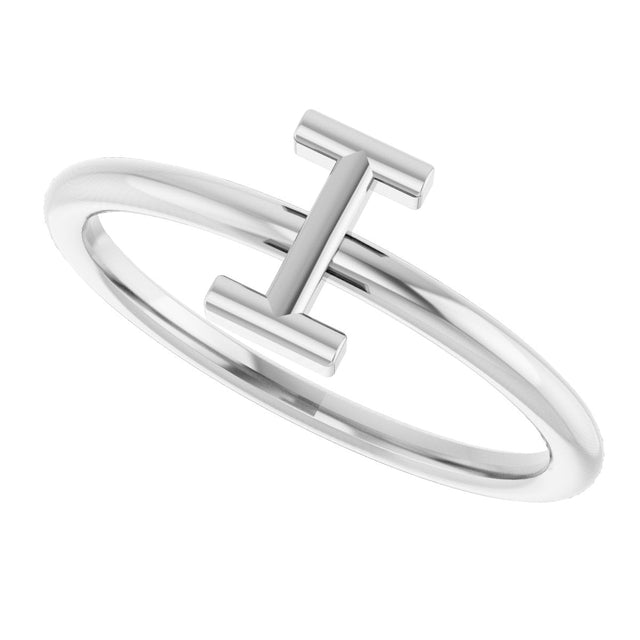 14K Gold Initial I Ring - White Gold - view 5