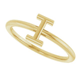 14K Gold Initial I Ring - Yellow Gold - view 5