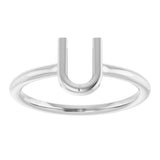 Platinum Initial U Ring - view 3