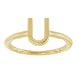 14K Gold Initial U Ring - Yellow Gold - view 3