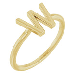 14K Gold Initial W Ring - Yellow Gold