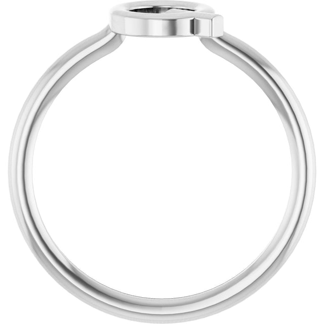 14K Gold Initial Q Ring - White Gold - view 2