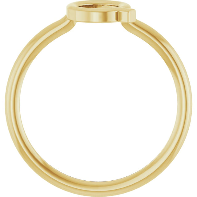 14K Gold Initial Q Ring - Yellow Gold - view 2
