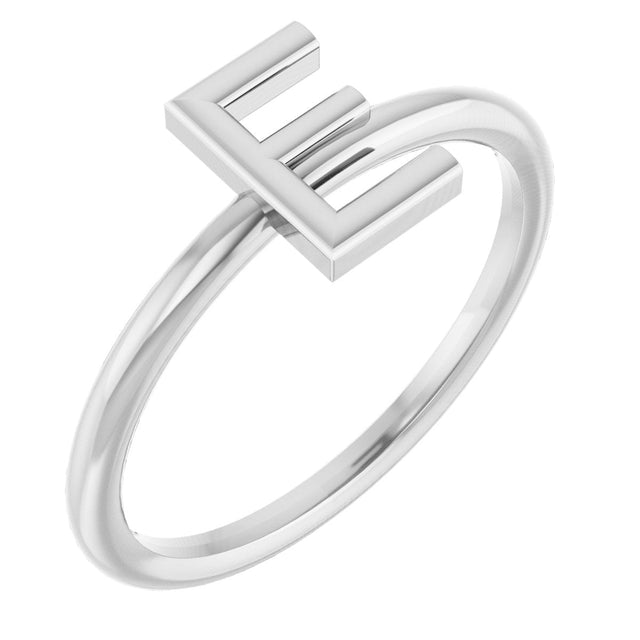 14K Gold Initial E Ring - White Gold