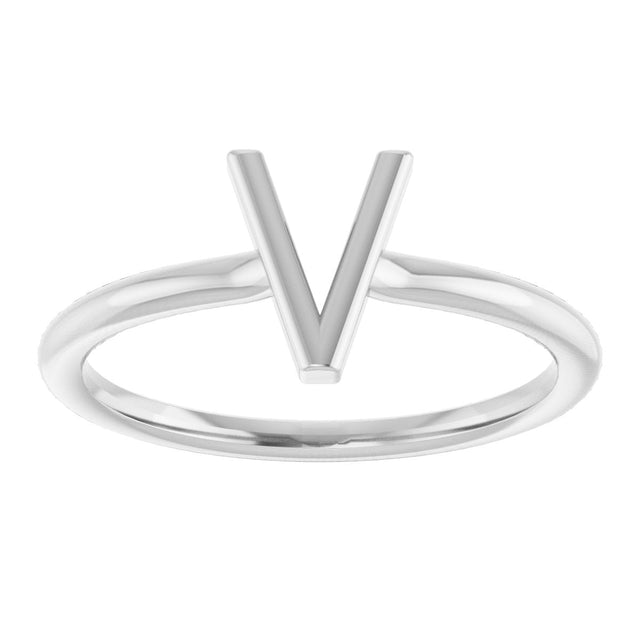 Platinum Initial V Ring - view 3