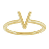 14K Gold Initial V Ring - Yellow Gold - view 3