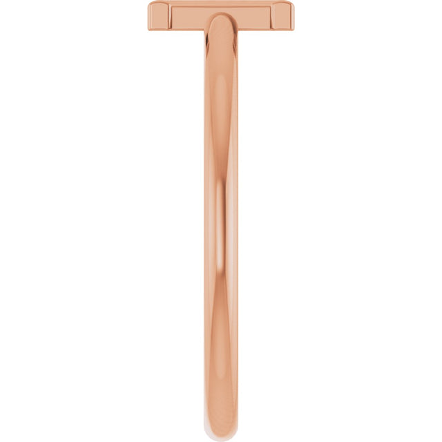 14K Gold Initial I Ring - Rose Gold - view 4