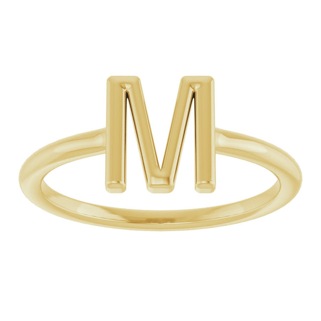 14K Gold Initial M Ring - Yellow Gold - view 3