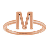 14K Gold Initial M Ring - Rose Gold - view 3