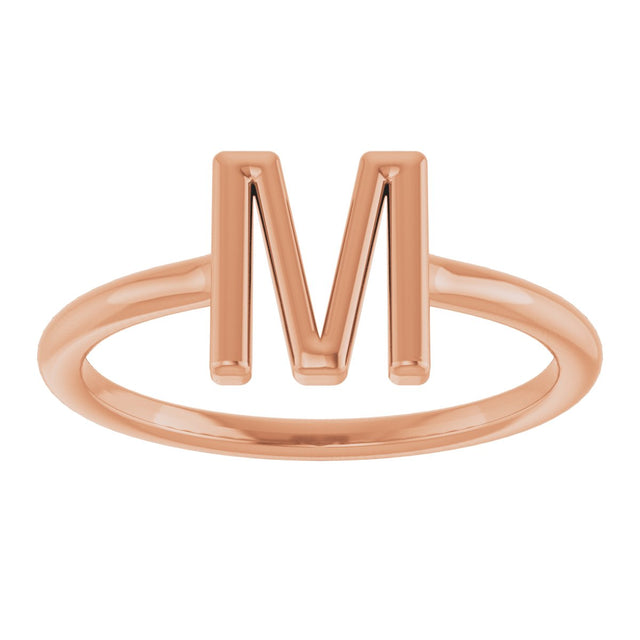 14K Gold Initial M Ring - Rose Gold - view 3