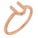 14K Gold Initial U Ring - Rose Gold