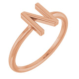 14K Gold Initial N Ring - Rose Gold