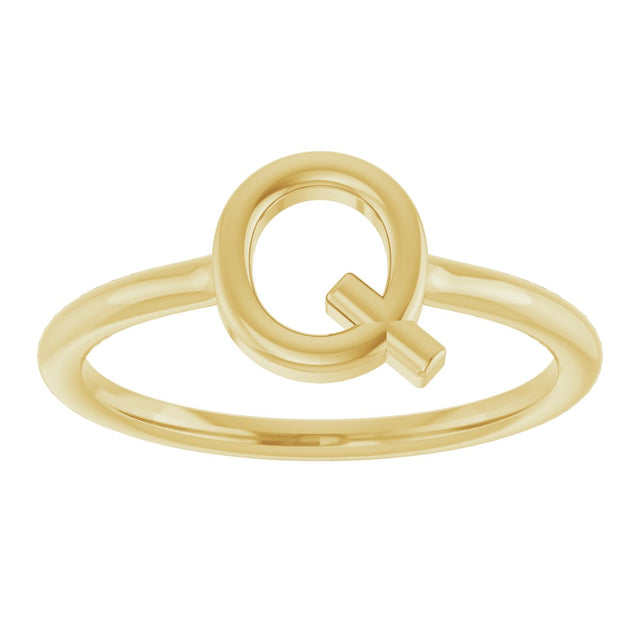 14K Gold Initial Q Ring - Yellow Gold - view 3