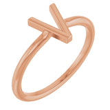 14K Gold Initial V Ring - Rose Gold