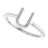Platinum Initial U Ring - view 5