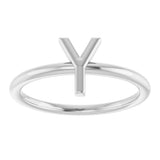 14K Gold Initial Y Ring - White Gold - view 3