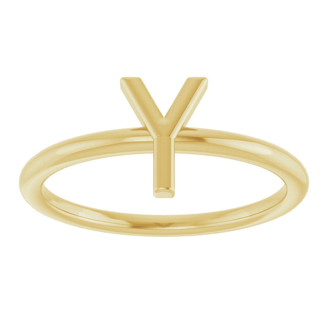 14K Gold Initial Y Ring - Yellow Gold - view 3