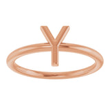 14K Gold Initial Y Ring - Rose Gold - view 3