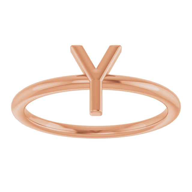 14K Gold Initial Y Ring - Rose Gold - view 3