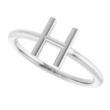 14K Gold Initial H Ring - White Gold - view 5